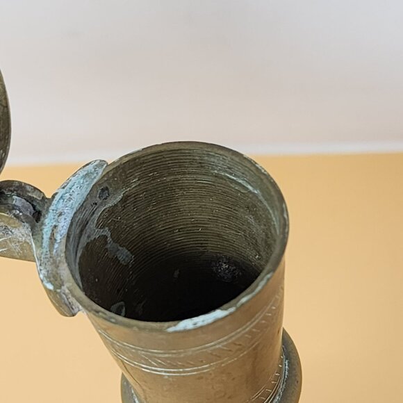 Vintage Brass Middle Eastern Dallah Coffee Pot Large Handcrafted Engravings - Picture 6 of 14